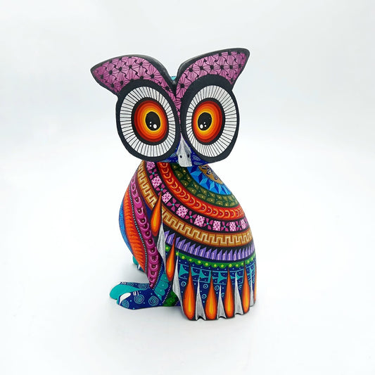 Mexican Oaxacan Wood Carving Owl By Ivan Fuentes  PP6907