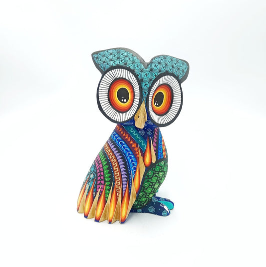Mexican Oaxacan Wood Carving Owl By Ivan Fuentes  PP6908