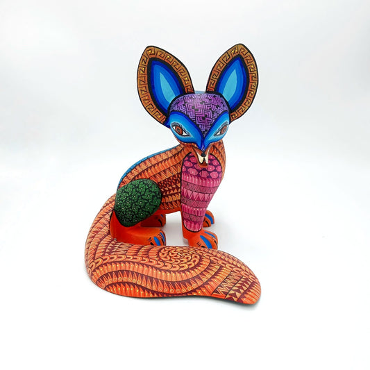 Mexican Oaxacan Wood Carving Fox By Ivan Fuentes  PP6901