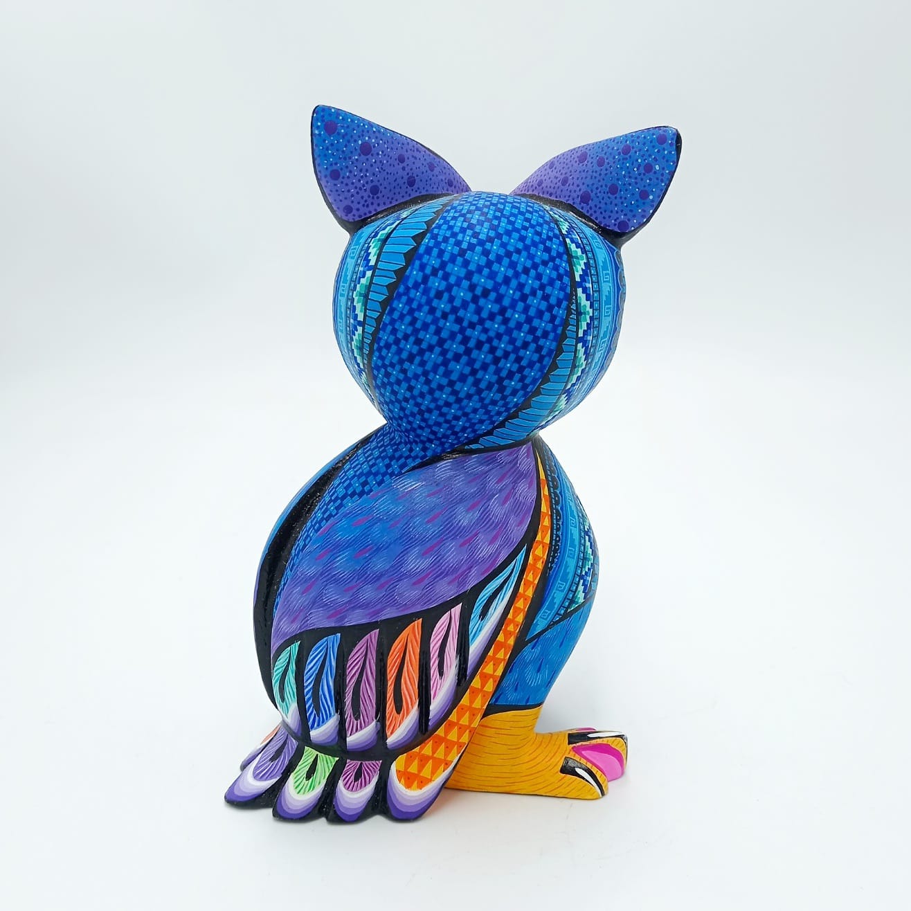 Mexican Oaxacan Wood Carving Owl By Ivan Fuentes  PP6906