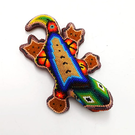 Huichol Indian Hand Beaded Geco By Mayola Villa PP6936