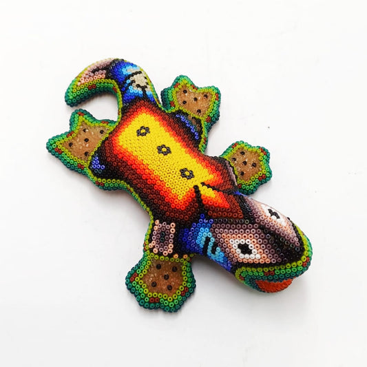 Huichol Indian Hand Beaded Geco By Mayola Villa PP6935