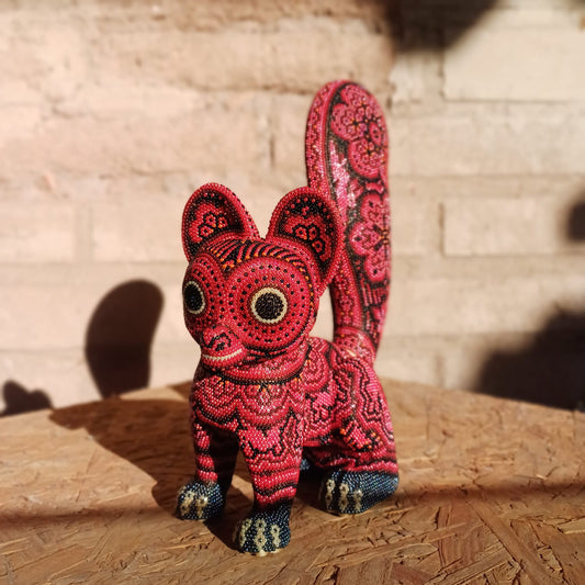 Hand Beaded Huichol Indian Mexican Folk Art Lemur By Morelia Lopez PP6976