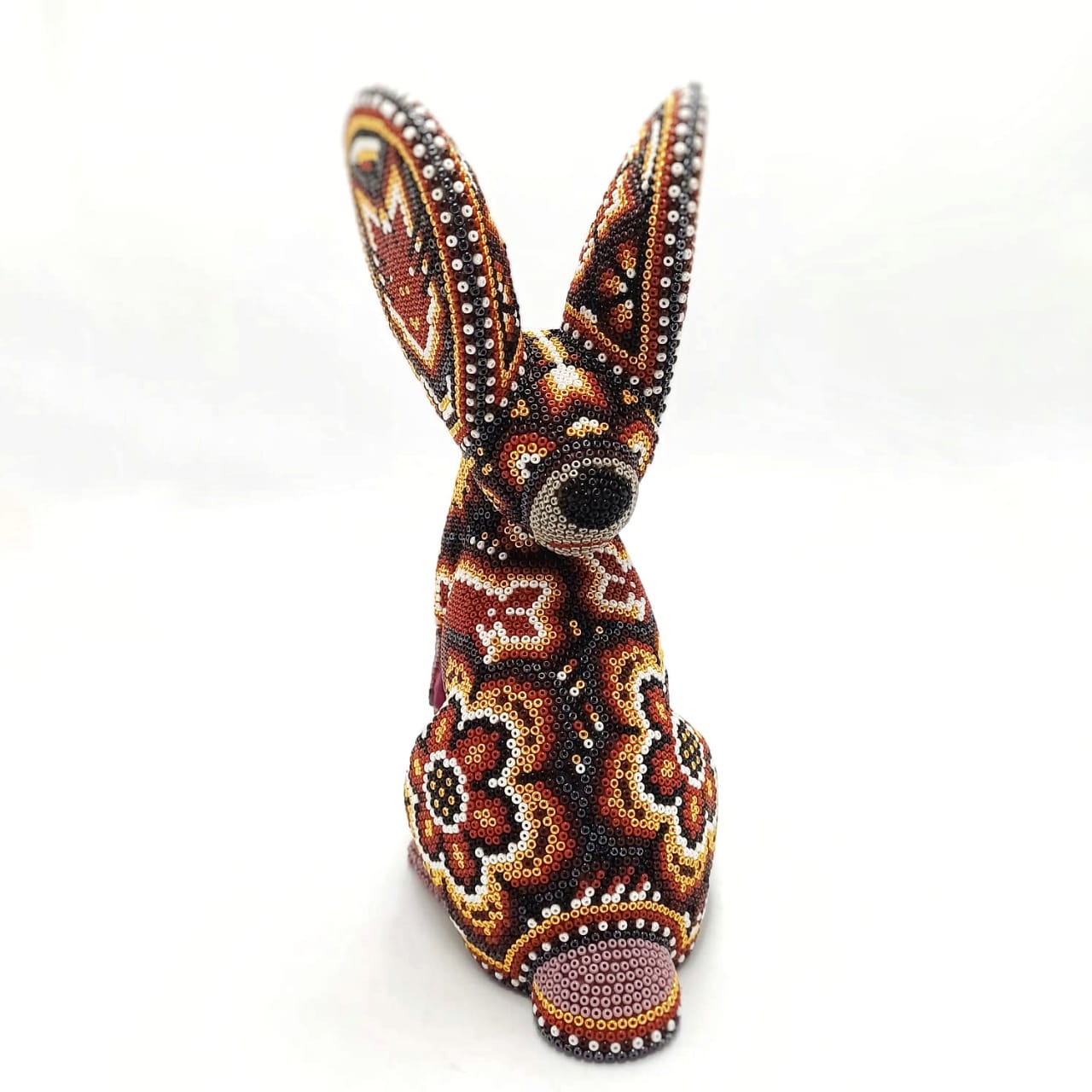 Mexican Huichol Beaded Rabbit By Isandro Villa PP6968