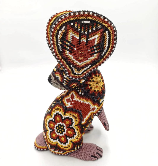 Mexican Huichol Beaded Rabbit By Isandro Villa PP6968