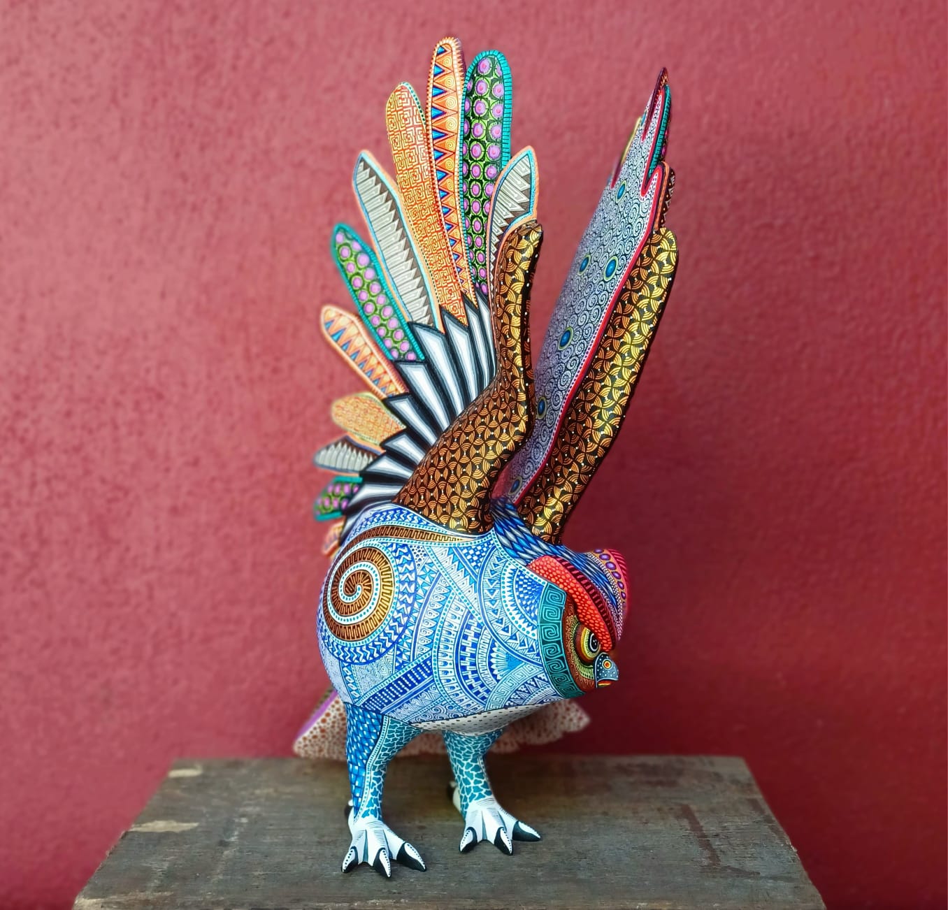 Oaxacan Wood Carving Owl By Manuel Cruz Prudencio PP7014