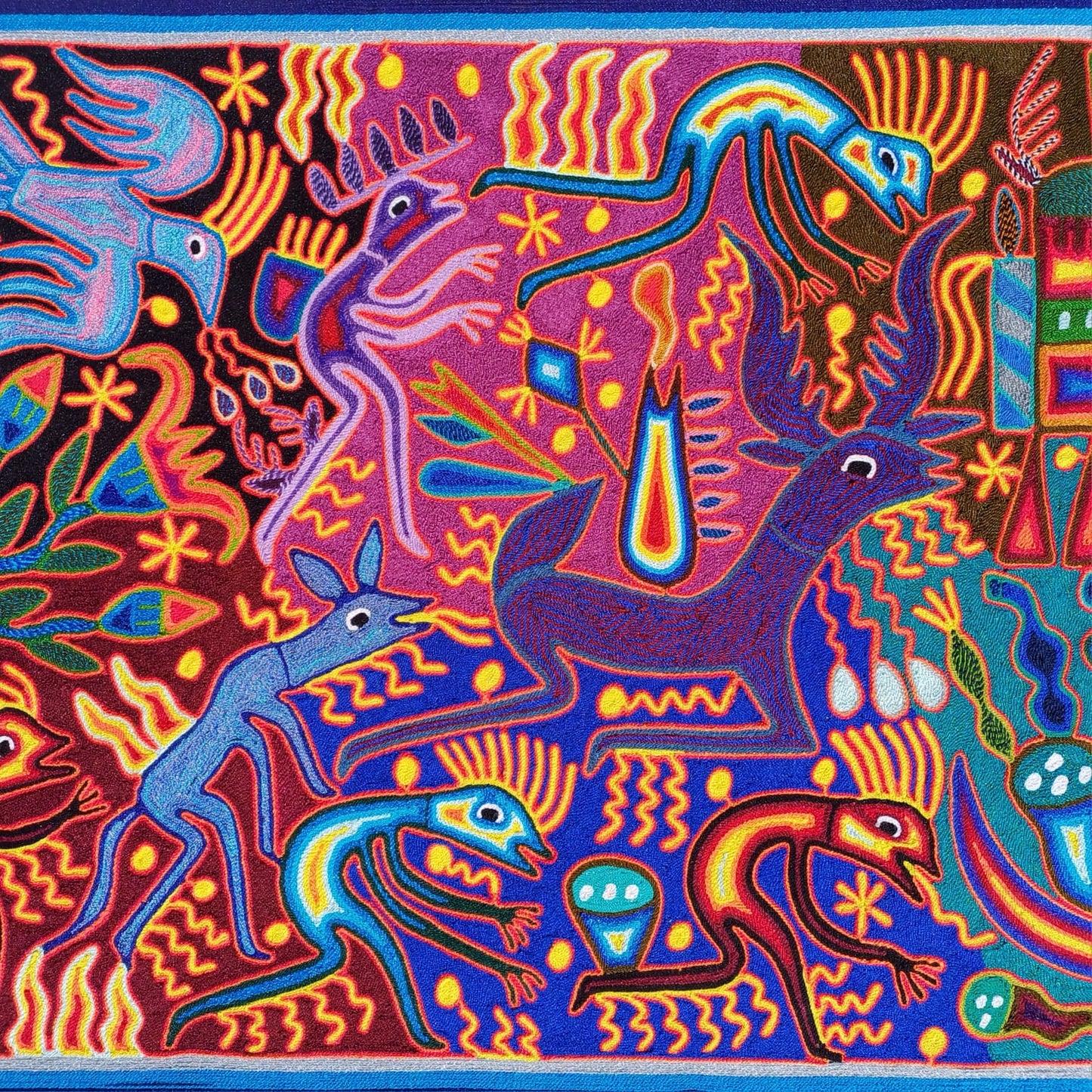 Huichol Yarn Painting Mexican Folk Art By Hilaria Chavez Carrillo PP7018