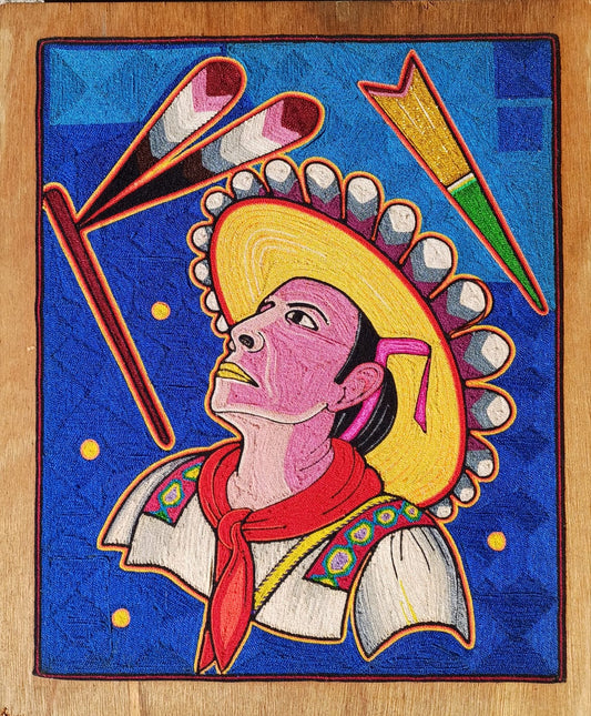 Huichol Mexican Folk Art Yarn Painting by Neikame PP7026