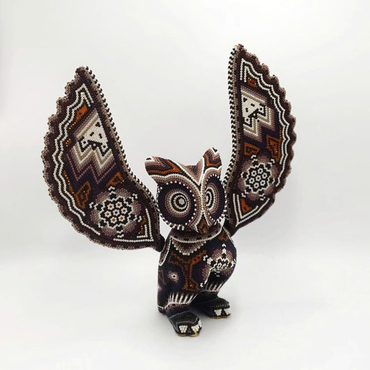 Huichol Hand Beaded Owl By Santos Bautista PP7042