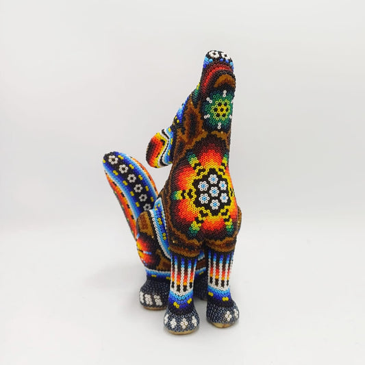 Huichol Hand Beaded Coyote By Santos Bautista PP7043