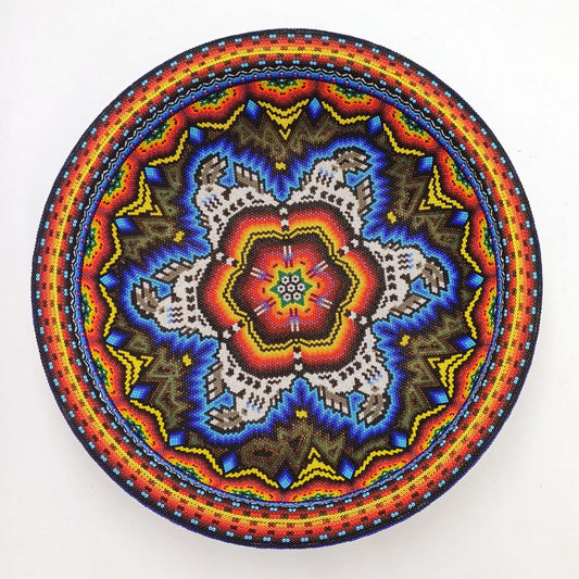 Huichol Hand Beaded Platter By Santos Bautista PP7047