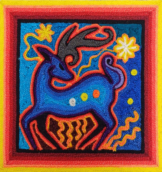 Huichol Mexican Folk Art Yarn Painting by Neikame PP7077