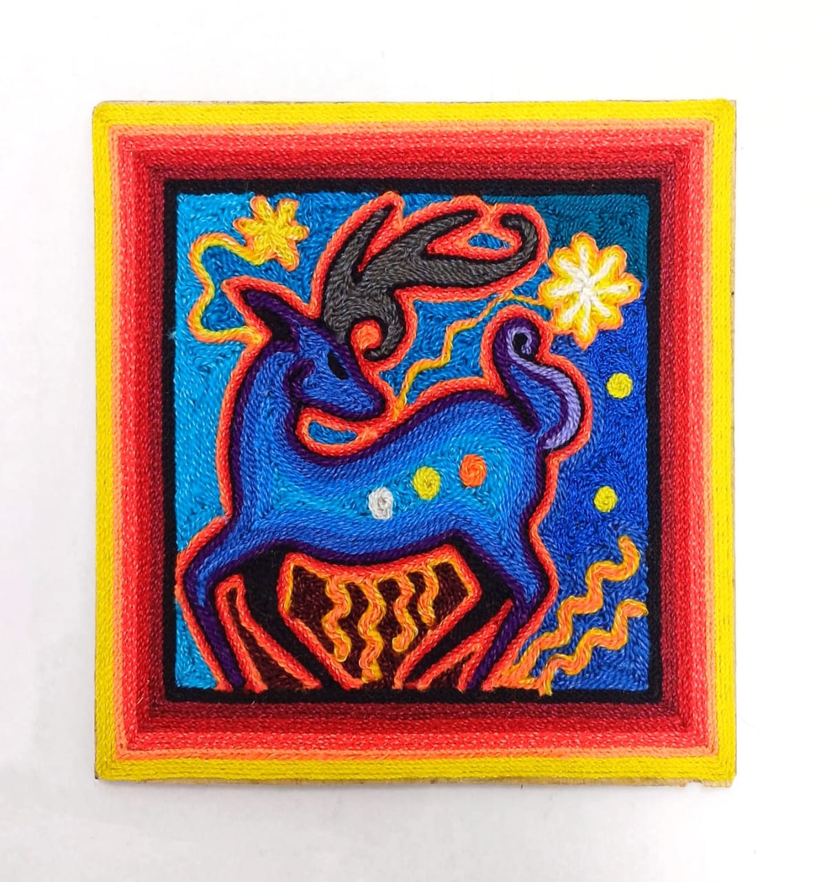 Huichol Mexican Folk Art Yarn Painting by Neikame PP7077