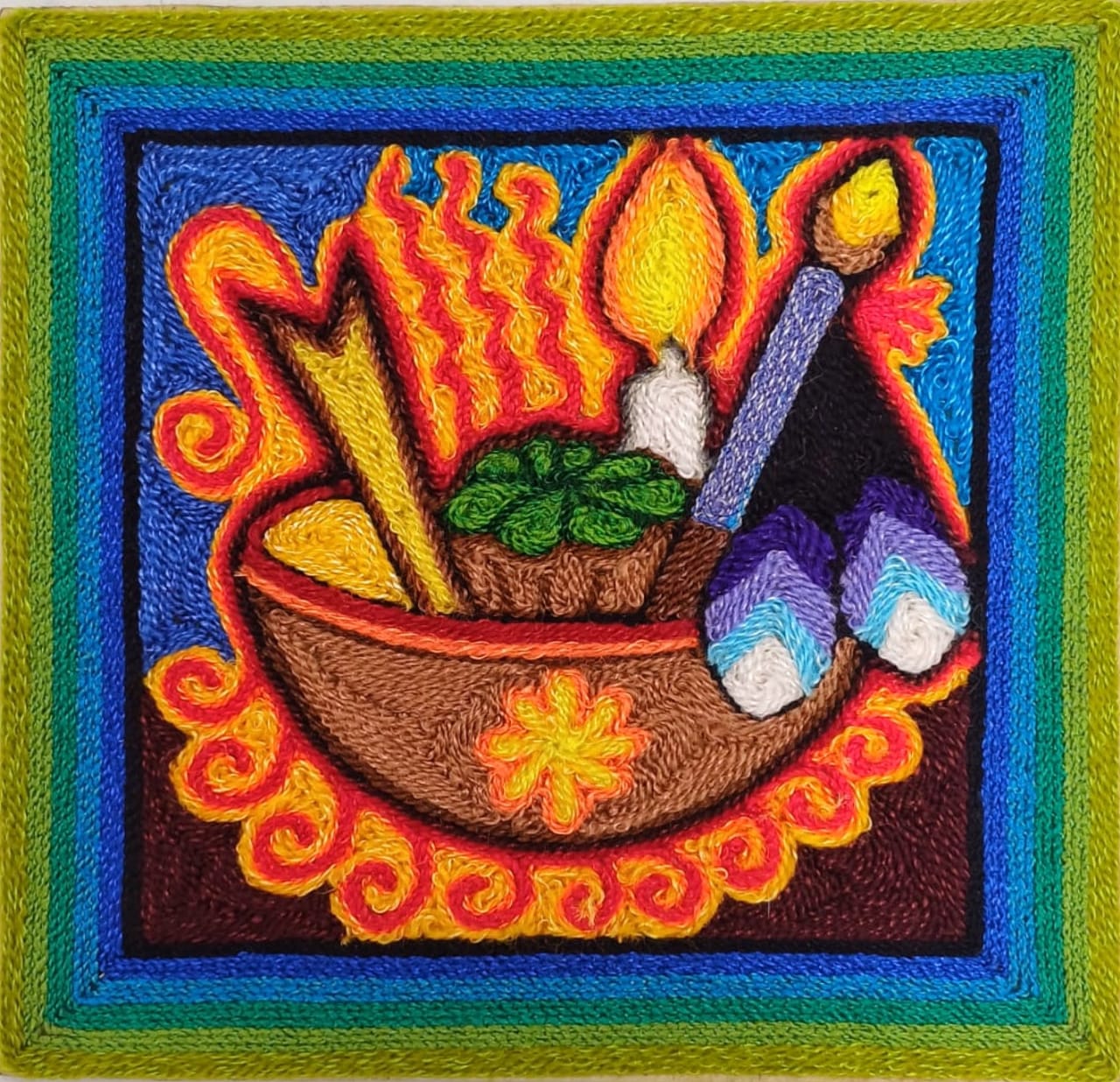 Huichol Mexican Folk Art Yarn Painting by Neikame PP7076