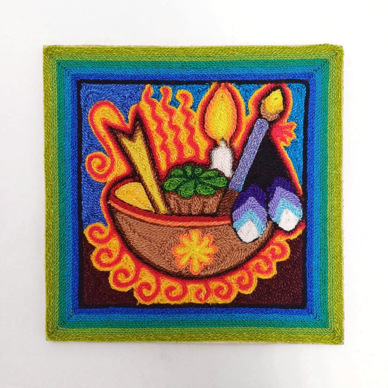 Huichol Mexican Folk Art Yarn Painting by Neikame PP7076