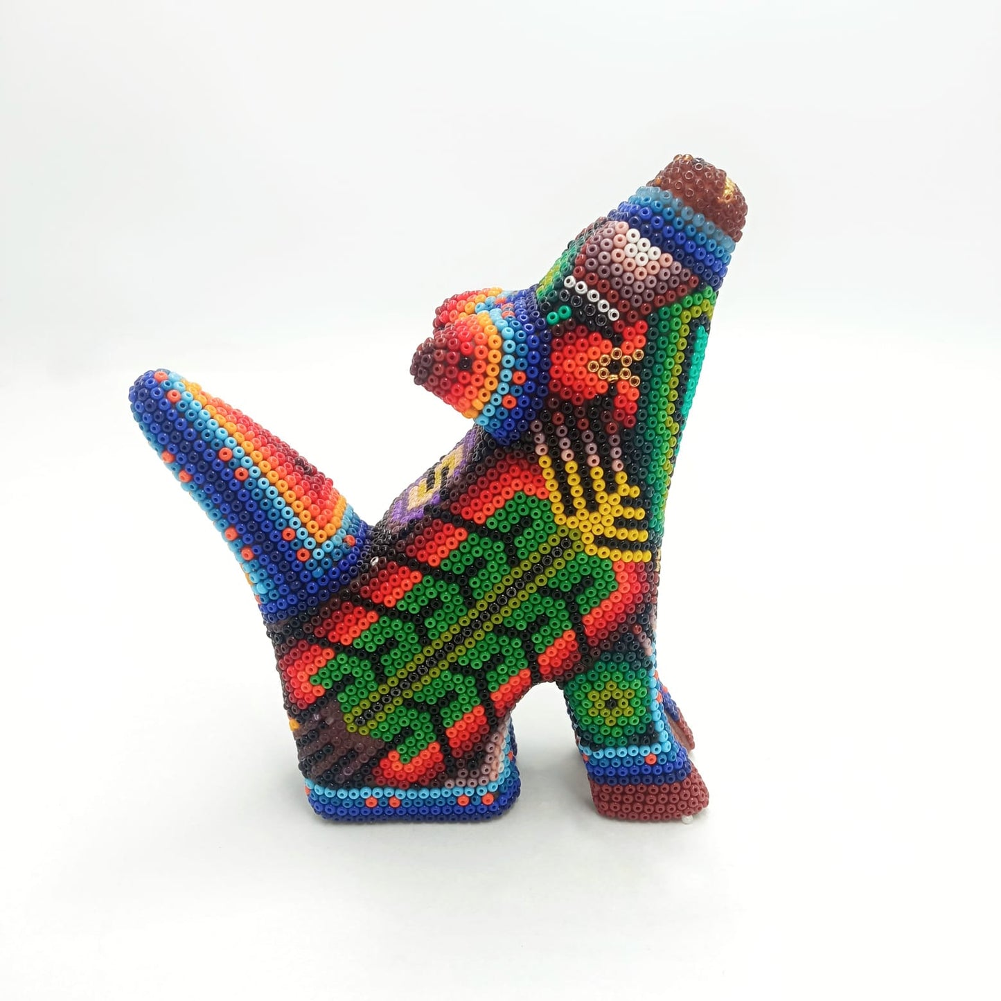 Huichol Hand Beaded Coyote Mexican Folk Art by Mayola Villa PP6402