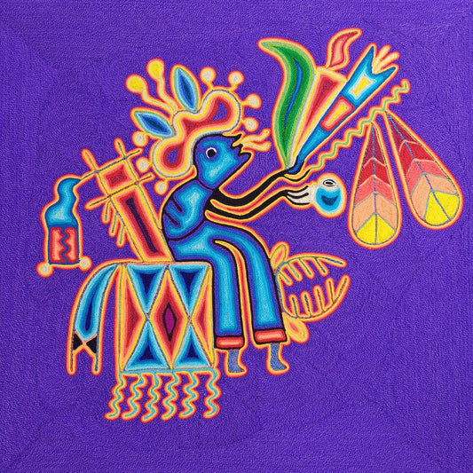 Huichol Yarn Painting Mexican Folk Art By Hilaria Chavez Carrillo PP7129