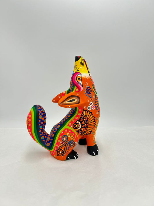 Oaxacan Wood Carving Hand Made Coyote By Estudio 2403 PP7166