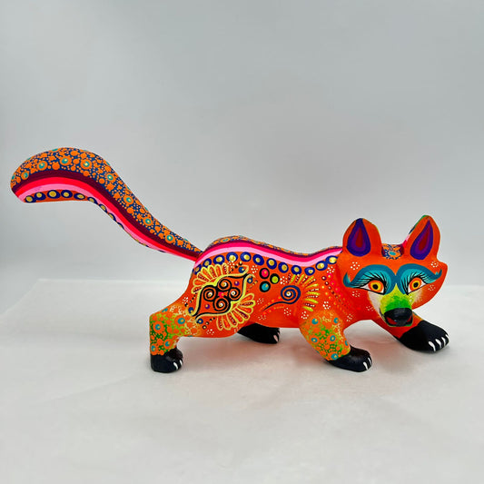 Oaxacan Wood Carving Hand Made Fox By Estudio 2403 PP7176