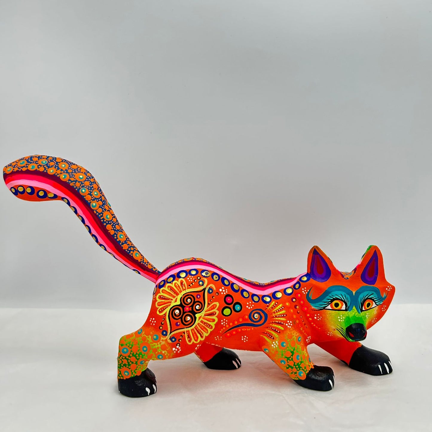 Oaxacan Wood Carving Hand Made Fox By Estudio 2403 PP7182