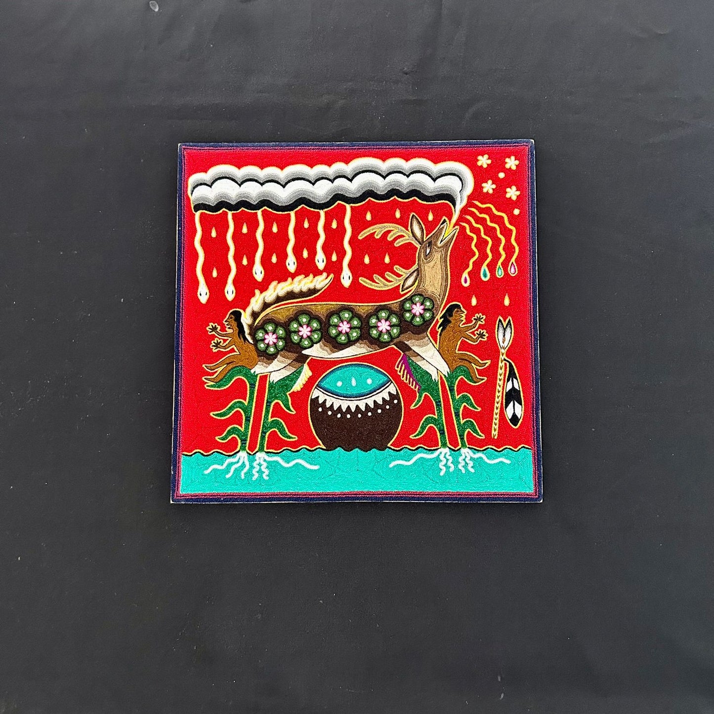 Huichol Indian Yarn Painting by  Samuel Hernandez PP7190