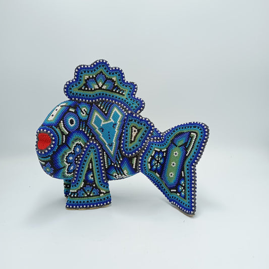 Mexican Folk Art Huichol Beaded Fish by Isandro Villa Lopez PP7204