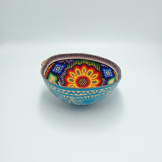 Huichol Hand Beaded Gourd Bowl By Isandro Villa Lopez PP7218