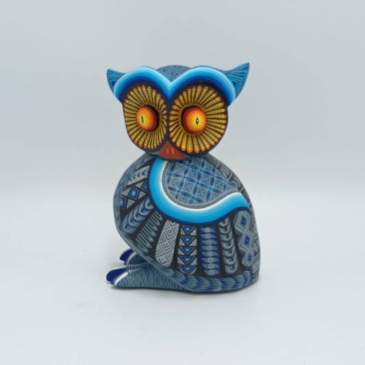 Mexican Oaxacan Wood Carving Owl By Julia Fuentes PP7222