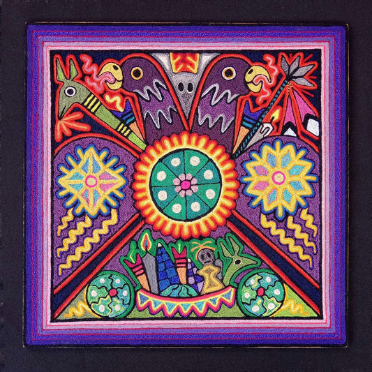 Huichol Indian Yarn Painting By Luis Castro PP7241