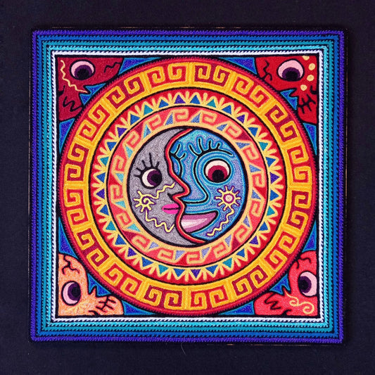 Huichol Indian Yarn Painting By Luis Castro PP7243