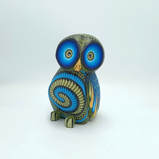 Mexican Oaxacan Wood Carving Owl By Ivan Fuentes PP7287