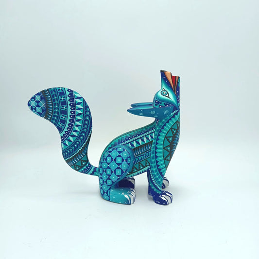 Mexican Oaxacan Wood Carving Coyote By Ivan Fuentes PP7292