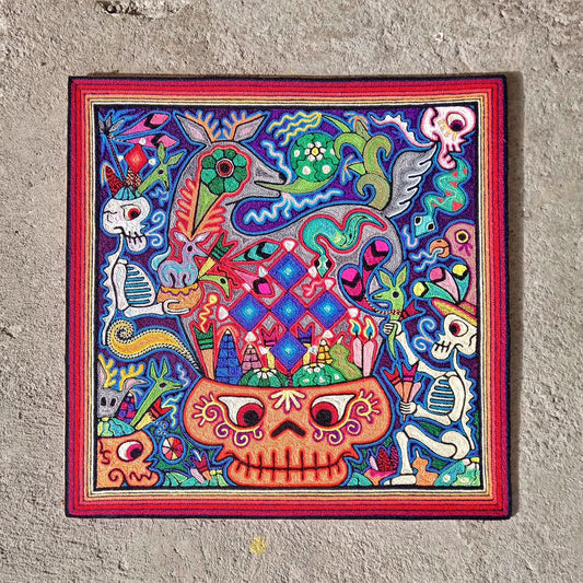 Huichol Indian Yarn Painting by Luis Castro PP7294