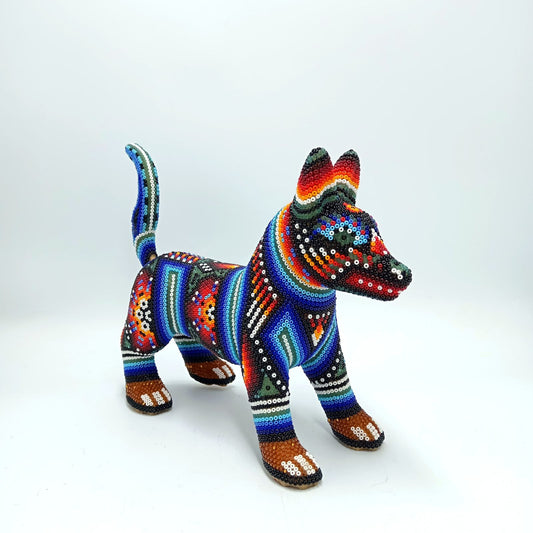 Huichol Hand Beaded Coyote By Santos Bautista PP7298