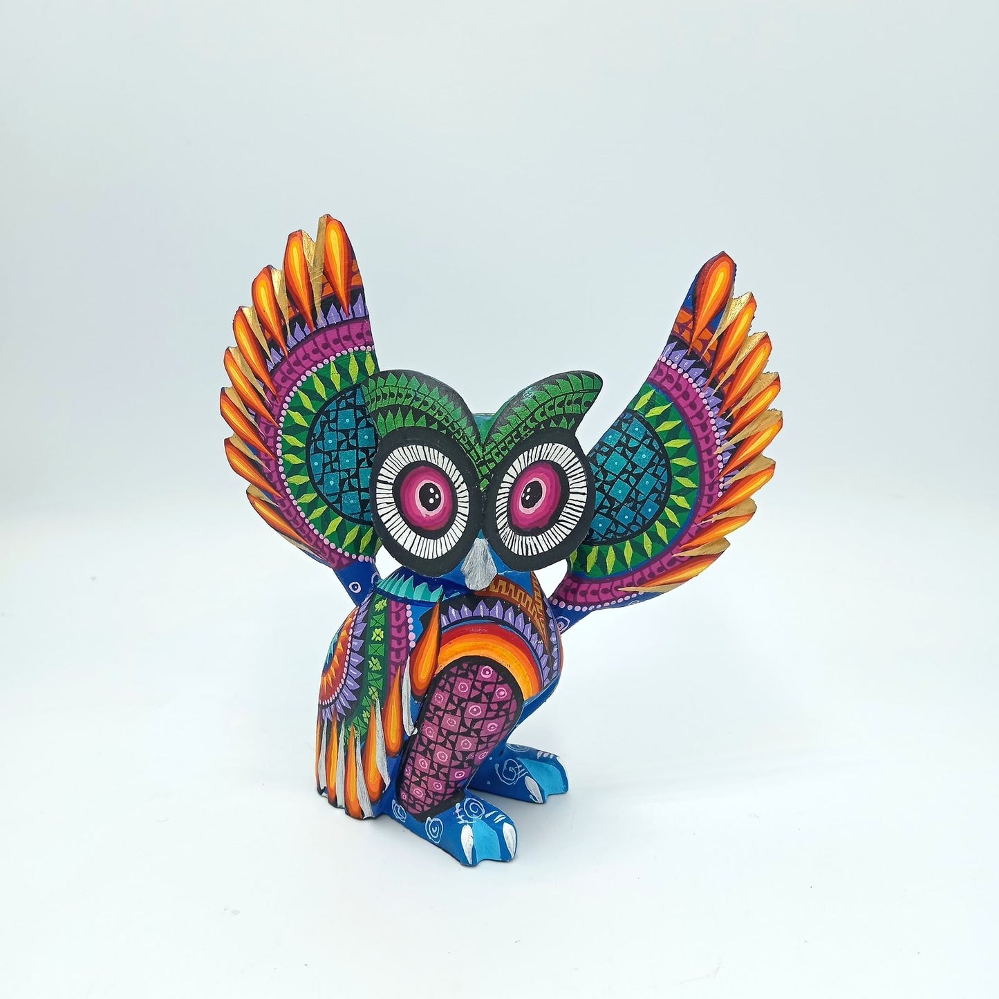 Mexican Oaxacan Wood Carving Owl By Ivan Fuentes PP7307