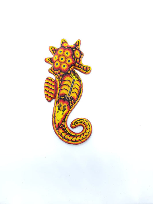 Huichol Hand Beaded Sea Horse By Octaviano Villa Lopez PP7330