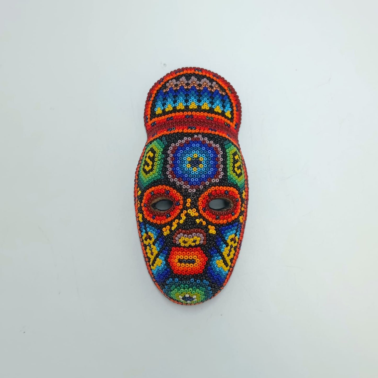 Mexican Huichol Hand Beaded Mask By Octaviano Villa Lopez PP7346