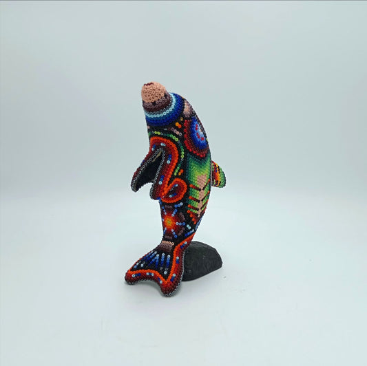 Mexican Huichol Hand Beaded Dolphin By Isandro Villa PP7385