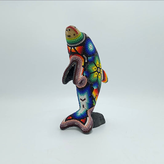 Mexican Huichol Hand Beaded Dolphin By Isandro Villa Lopez PP7388