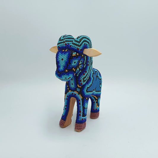 Mexican Huichol Hand Beaded Ram By Mayola Villa Lopez PP7398