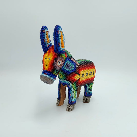 Mexican Huichol Hand Beaded Donkey By Isandro Villa Lopez PP7405