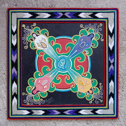 Huichol Mexican Folk Art Yarn Painting by Neikame PP7417