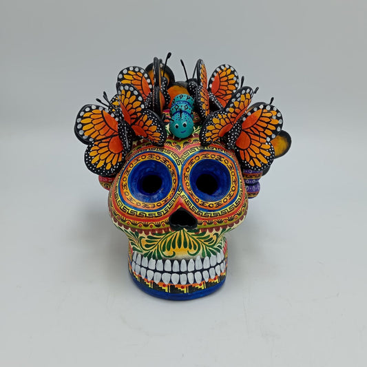 Day Of The Dead Ceramics Monarcas Human Skull By Alfonso Castillo PP7425