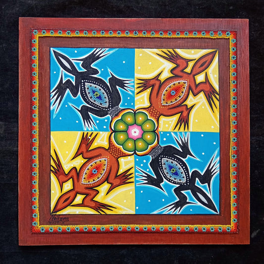 Huichol Mexican Folk Art Yarn Painting by Neikame PP7435