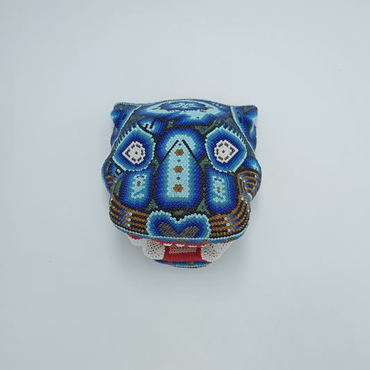 Mexican Folk Art Huichol Beaded Jaguar Head By Mayola Villa Lopez pp7477