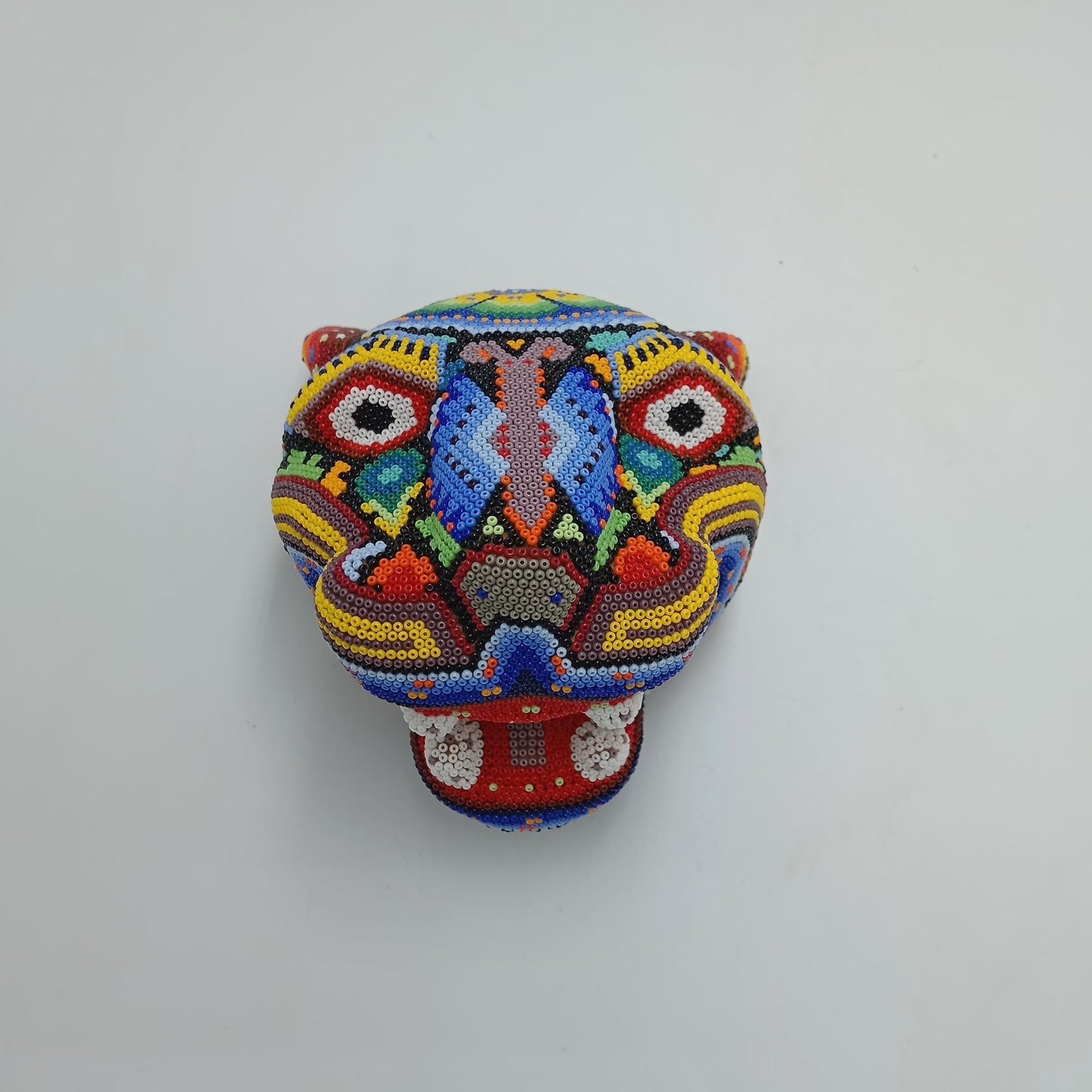 Huichol Hand Beaded Jaguar Head By Jesus Jimenez PP7523