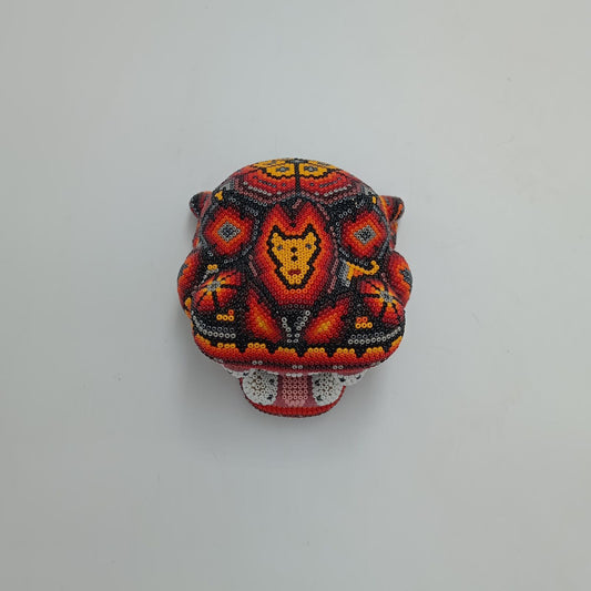 Huichol Mexican Hand Beaded Jaguar Head By Isandro Villa Lopez PP7512