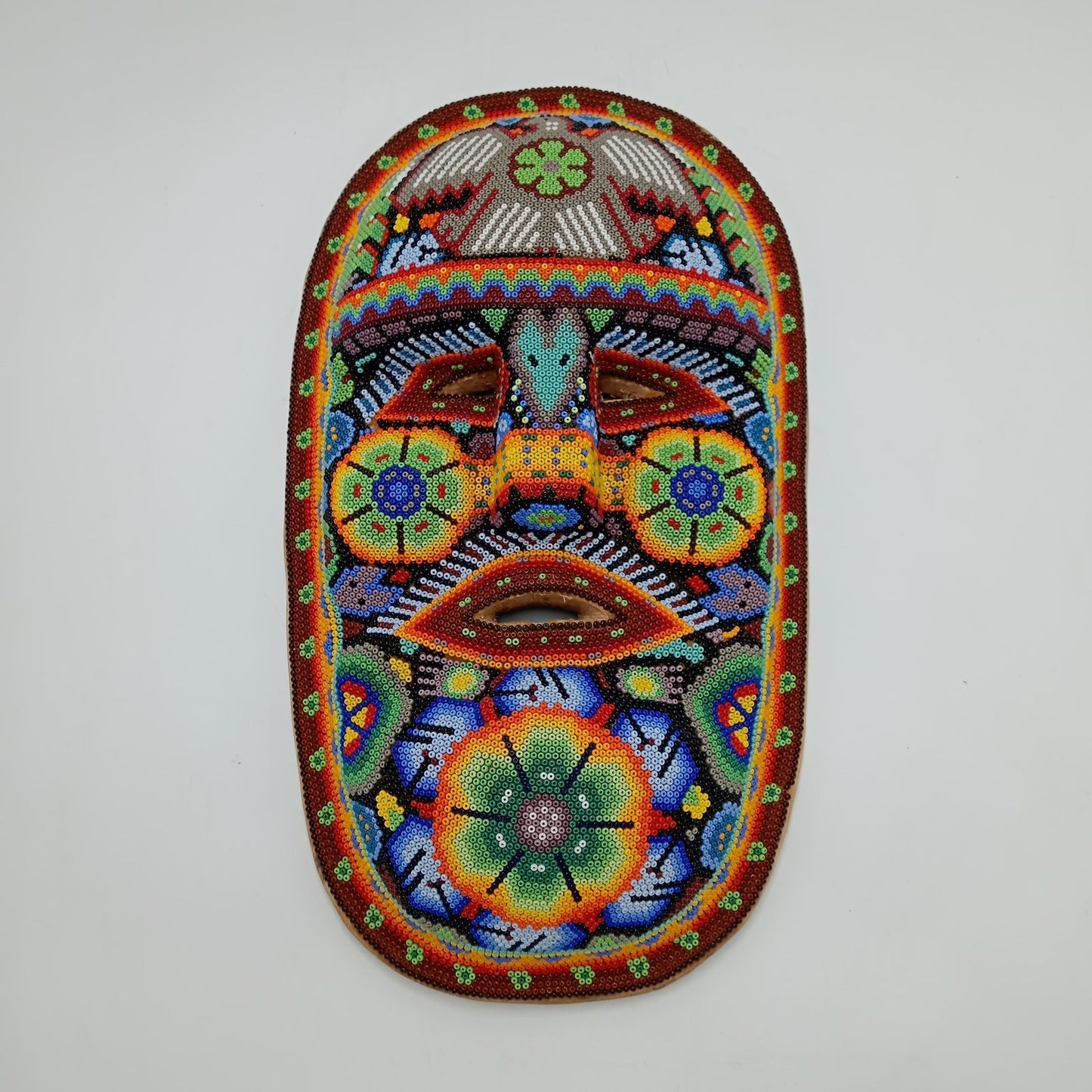 Neat Mexican Huichol Hand Beaded Mask By Jesus Jimenez PP7538