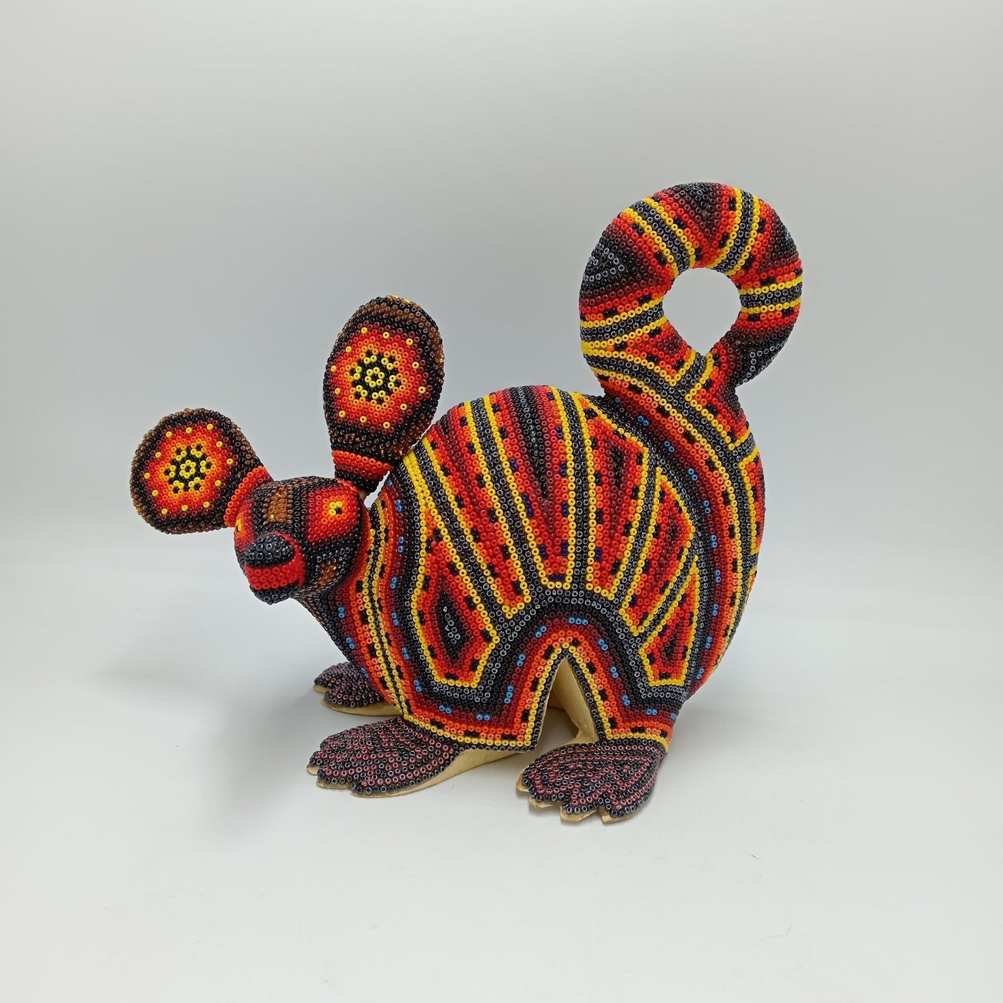 Mexican Folk Art Huichol Hand Beaded Armadillo By Santos Bautista PP7536