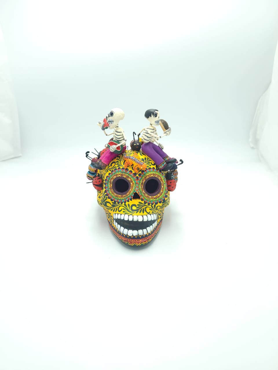 Extraordinary  Day Of the Dead Skeleton Human Lunch Time Ceramics Skull By Castillo PP7569